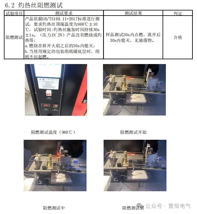 灼热丝测试合格报告