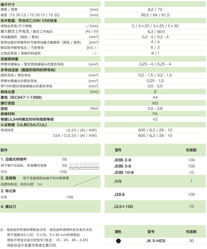 分断旋臂式保险丝端子 JK5-HESI