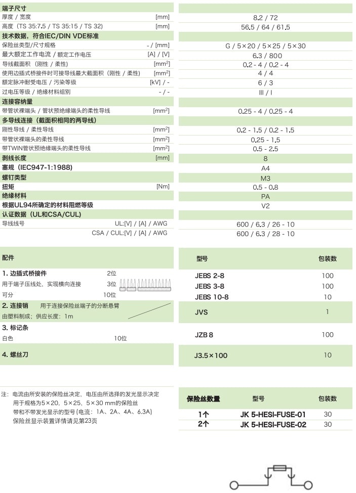 分断旋臂式保险丝端子 JK5-HESI-FUSE