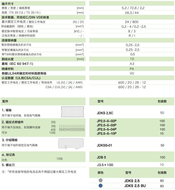 双层回拉式弹簧端子JDKS 2.5