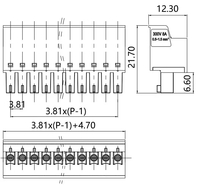 插拔式端子台-插头PG-381N(图1)