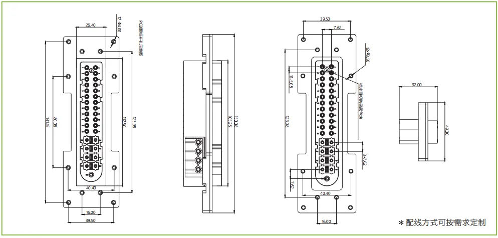 DTU矩形连接器一32芯(座自短路)插座(图1)