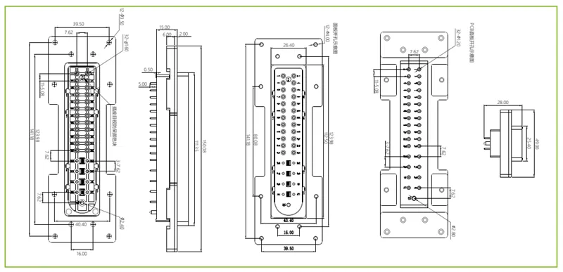 DTU矩形连接器一32芯(头自短路)插座-焊接(图1)