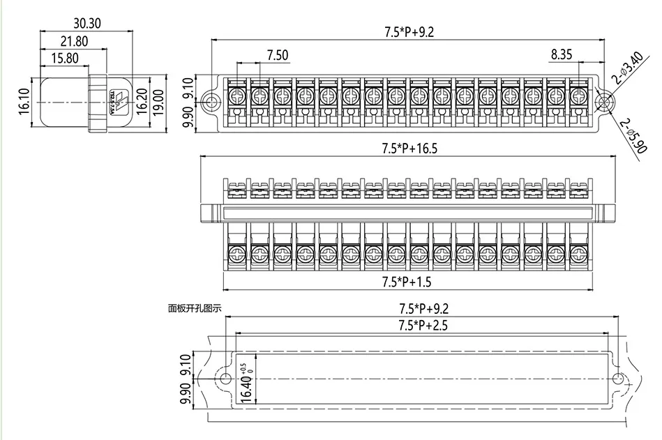 7.5mm间距电流电压端子TS2.5-7.5A/XX(图1)