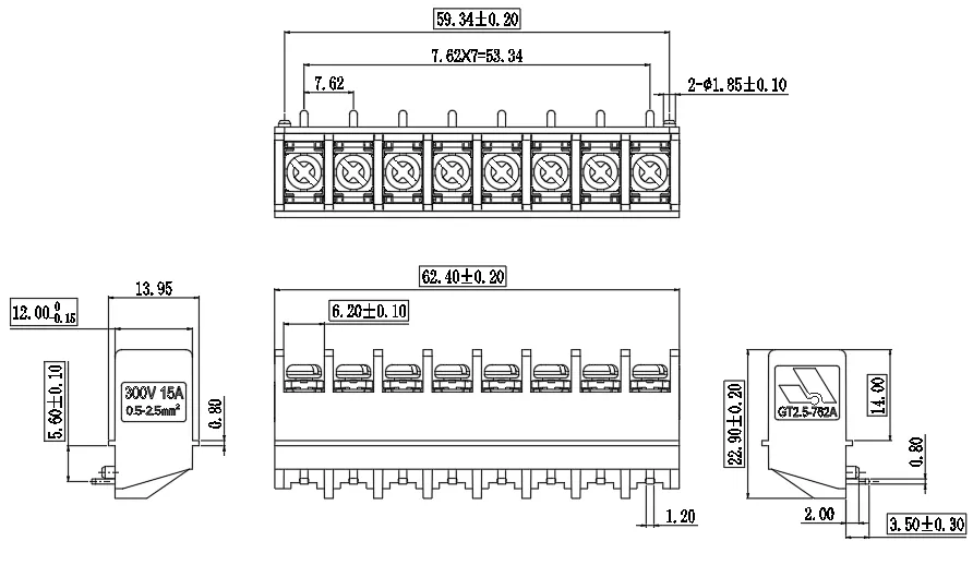 栅板式端子GT2.5-762A-8P(图1)