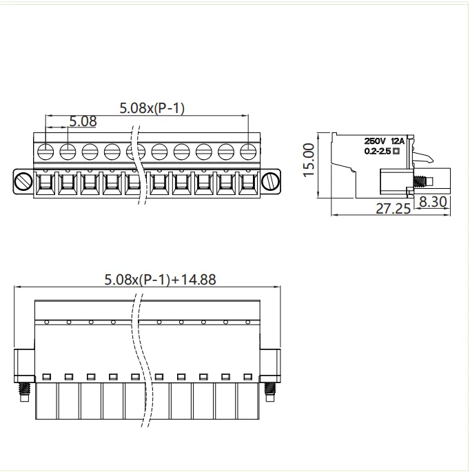 插拔式端子台-插头PGF-508N(图1) 插拔式端子台-插头PGF-508N(图1)