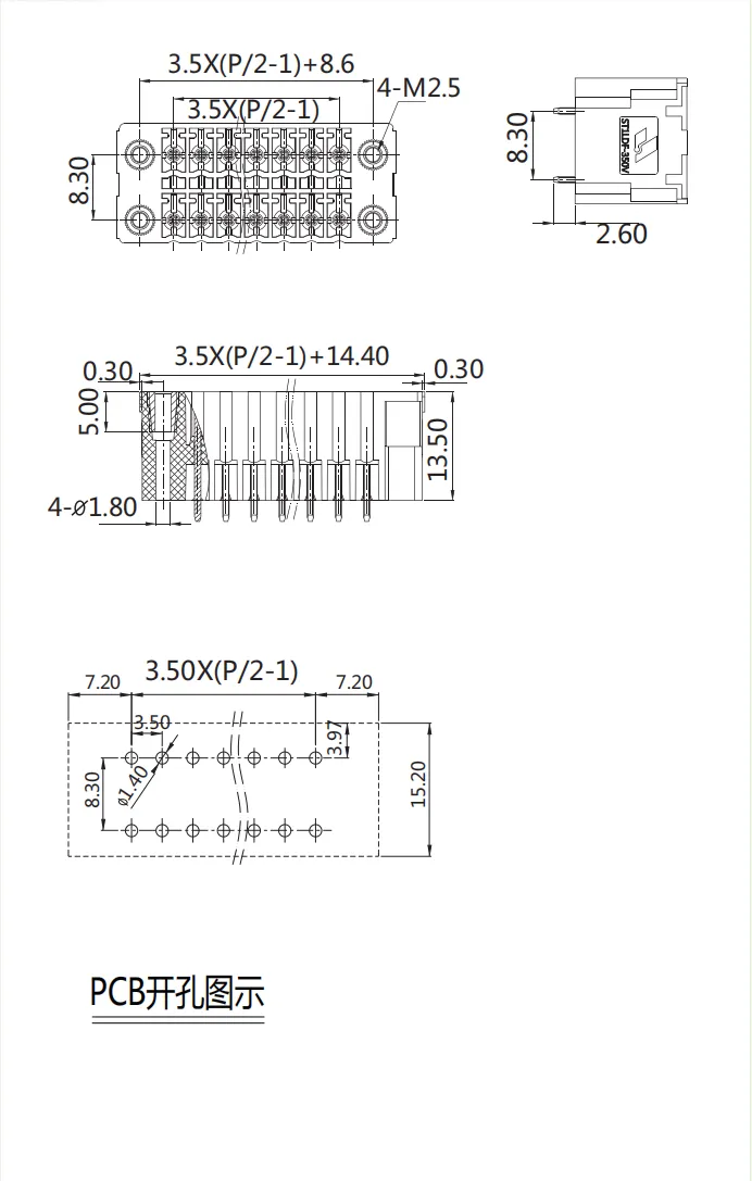 插拔式端子台-插座ST1LDF-350V(图1)