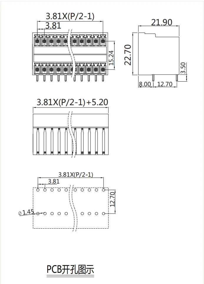 插拔式端子台-插座ST1DC-381(图1)