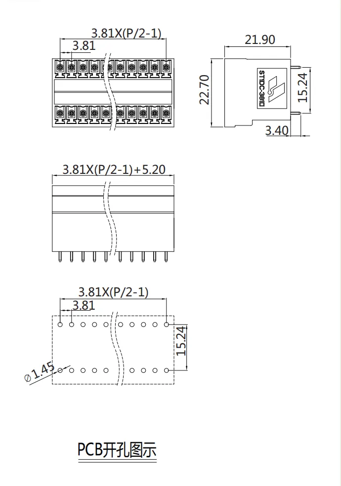 插拔式端子台-插座ST1DC-381V(图1)